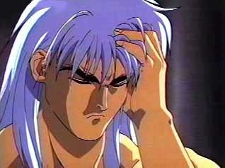 He has a headache. -_-!